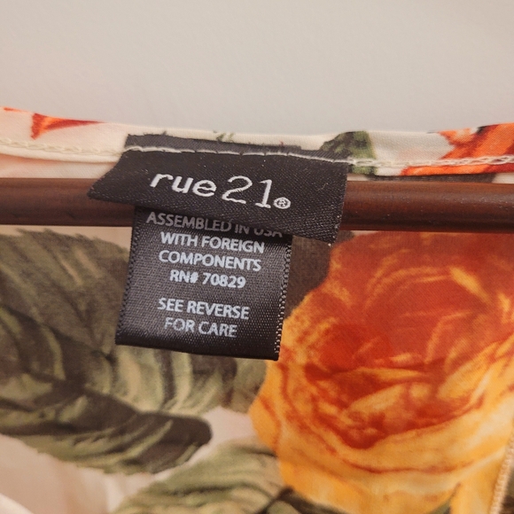Rue 21 Fall Spring Orange Floral Rose Open Back Bell Sleeve Blouse Size … - Picture 4 of 12
